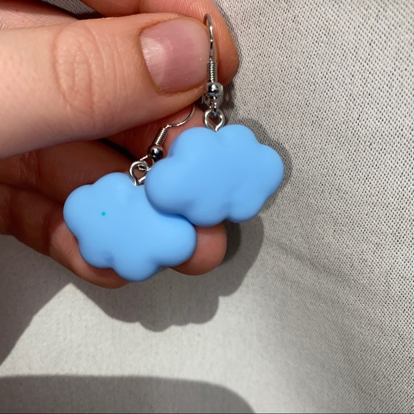 White/Blue 1pair Cloud Drop Earrings - Picture 3 of 8